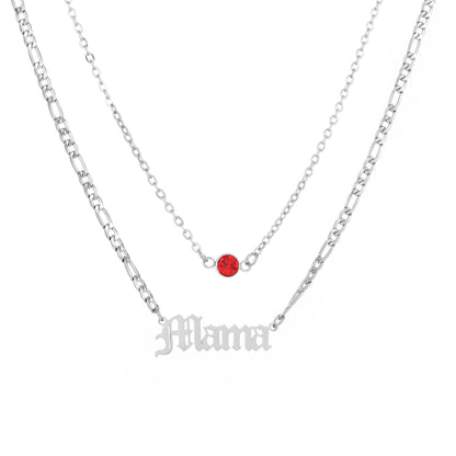 Birthstone + Name Tag Necklace